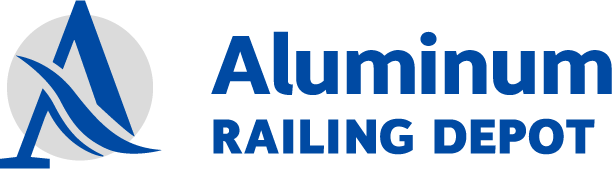 Dark Blue Letter A with Grey Circle Behind It - Aluminum Railing Depot Logo